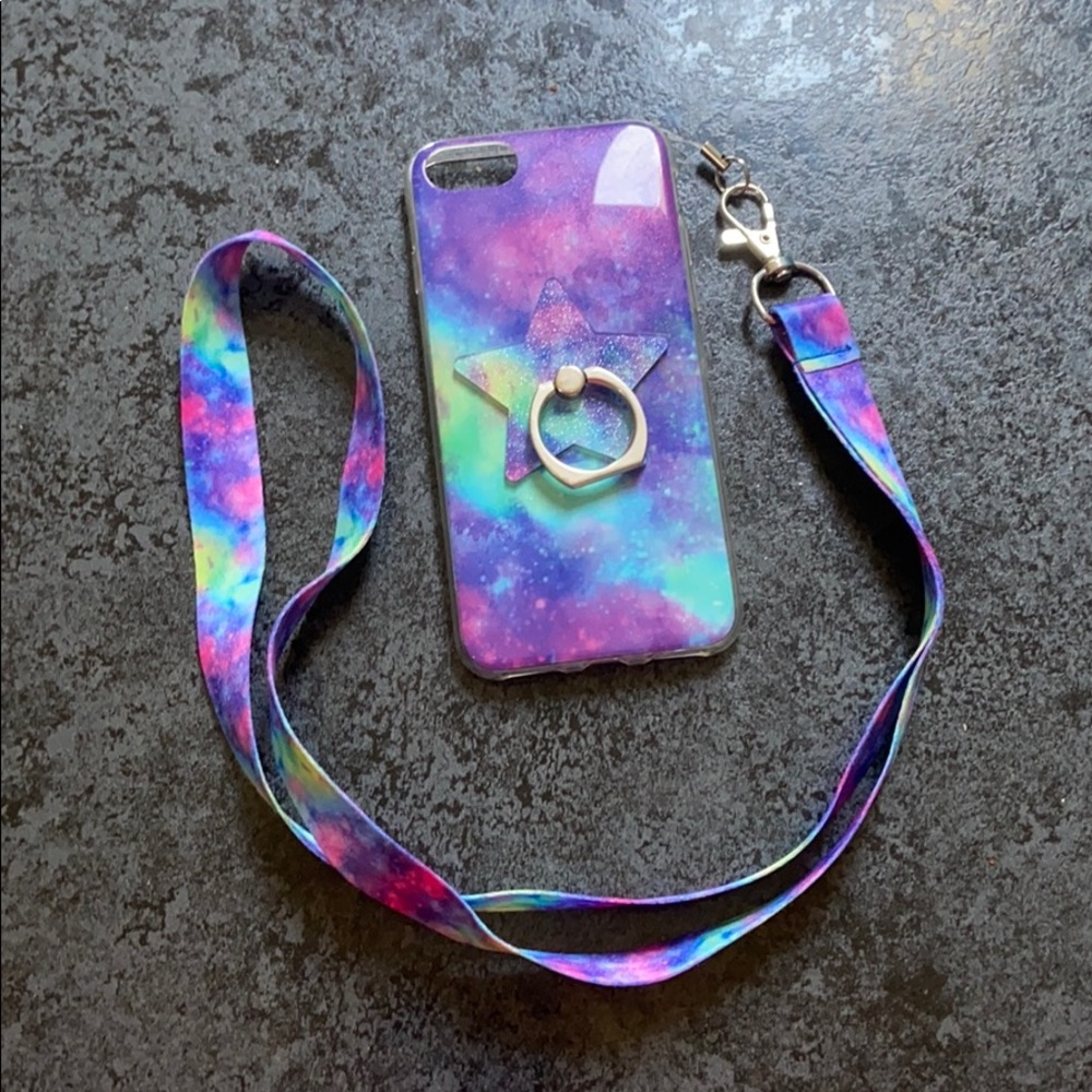 iPhone8 galaxy phone case with lanyard